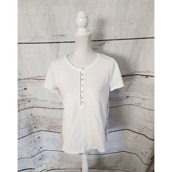 Sundance Embroidered and Lace Short Sleeve Top Size Medium - Picture 1 of 5